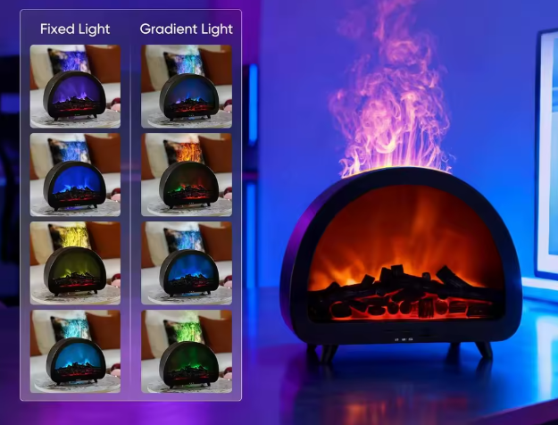 Grande cheminée diffuseur d'huiles essentielles effet flammes