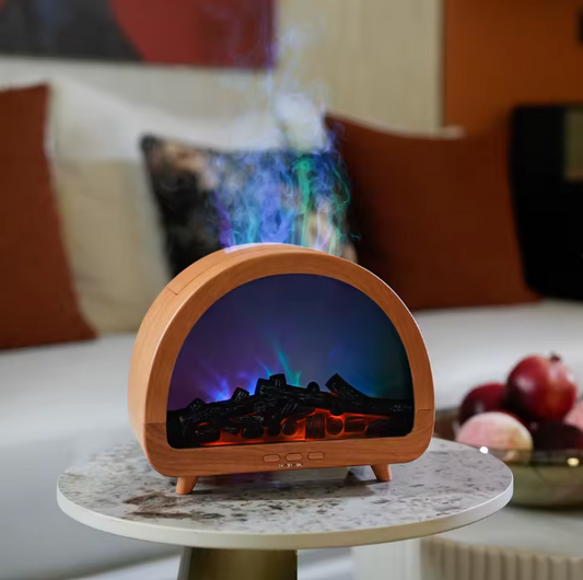 Grande cheminée diffuseur d'huiles essentielles effet flammes